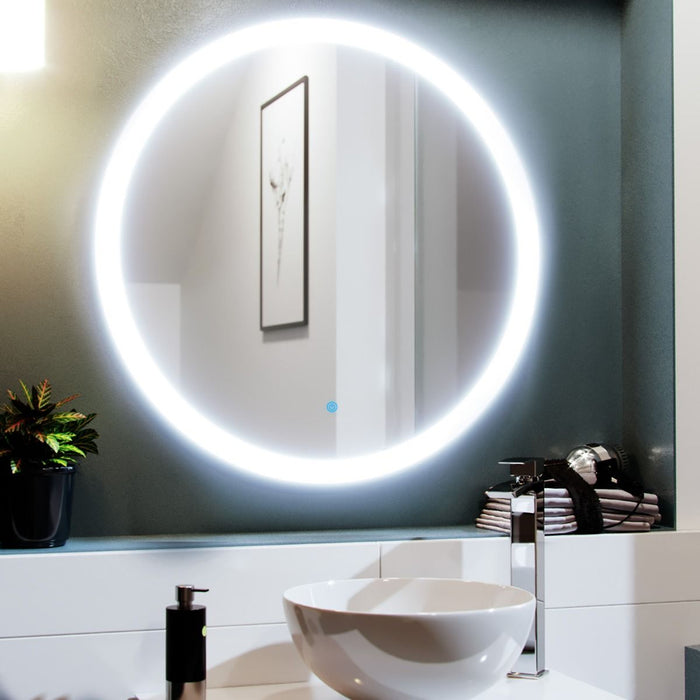 Round LED Bathroom Mirror inc Demister Hygienic Bathrooms