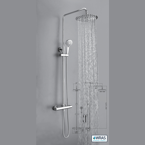 Round Thermostatic Shower Valve with Adjustable Rigid Riser - 029.38.002 The Bathroom Accessory Company