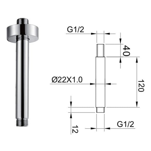 120mm Round Ceiling Shower Arm - 029.50.001 The Bathroom Accessory Company