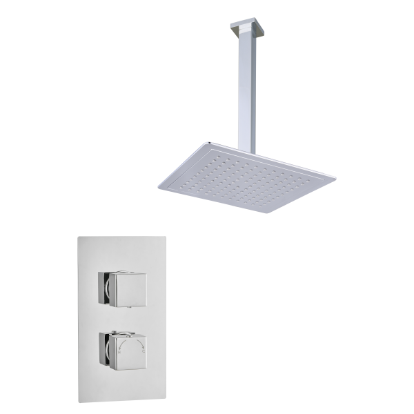 Square Concealed Thermostatic 2 Handle 1 Way Shower Kit (Ceiling kit) - TIS0008C