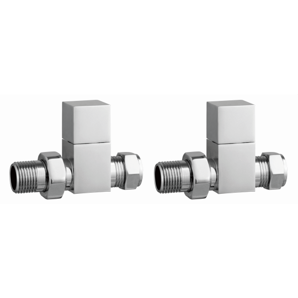Square Straight Radiator Valves - TIS0046 Tailored Bathrooms