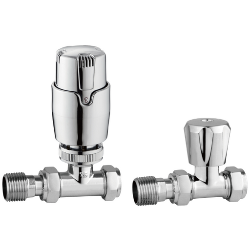 Chrome Straight TRV Twin Pack - TIS0080 Tailored Bathrooms
