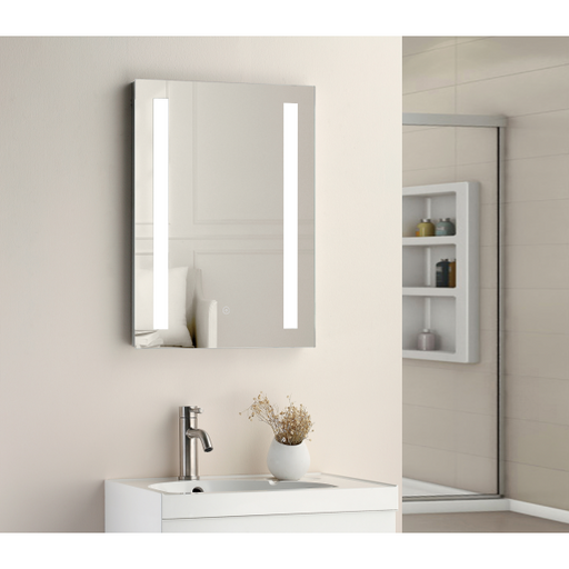 Niall Twin Vertical Strip LED Touch Mirror c/w Demister Pad & Shaver Socket - 500x700x45mm - TIS3002 Tailored Bathrooms