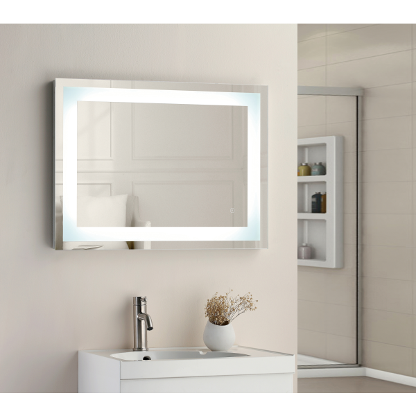 Niamh Square Strip LED Touch Mirror c/w Demister Pad - 700x500x45mm - TIS3036