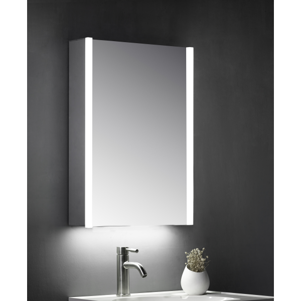 Eden Single Door Mirror Cabinet LED Side Strips c/w Sensor Switch & Shaver Socket - 500x700mm - TIS3101 Tailored Bathrooms