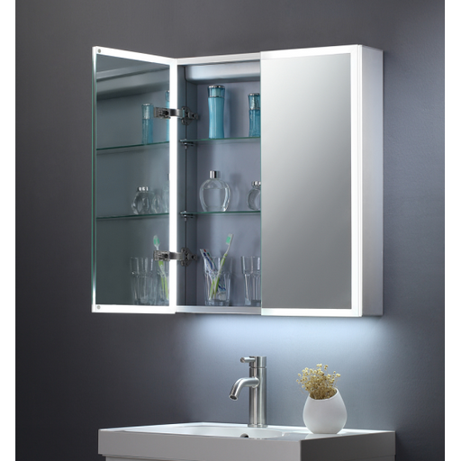 Bethany Double Door Mirror Cabinet LED Surround c/w Sensor Switch & Shave Socket - 600x700mm - TIS3104 Tailored Bathrooms