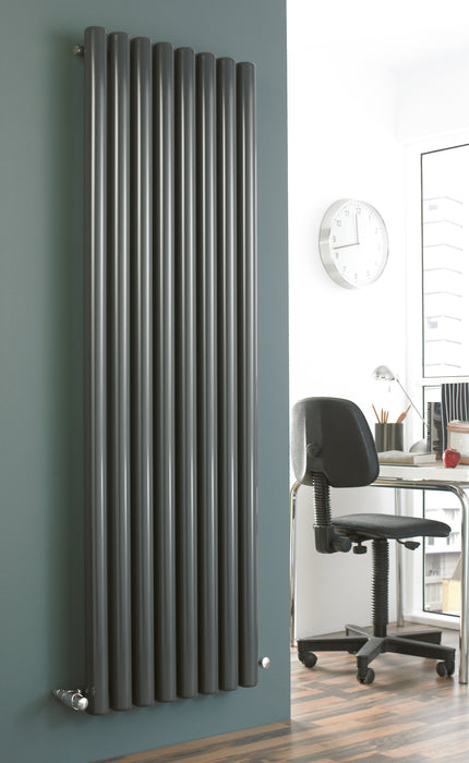 Eucotherm Vulkan Round Tube Single Vertical 600 H X 885 W In Anthracite