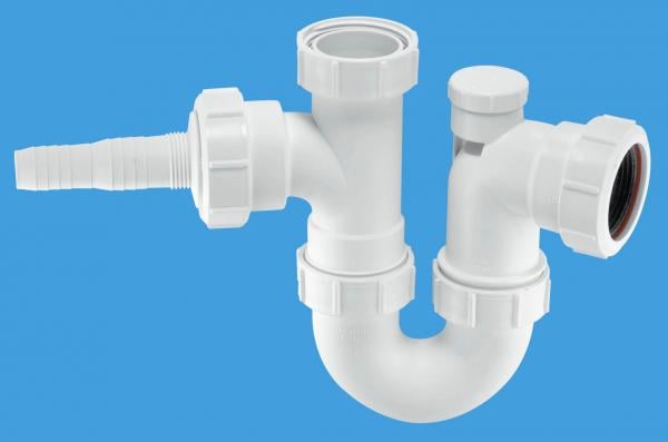 McAlpine Anti-Syphon Sink Trap with Horizontal Domestic Appliance Nozzle - WM2V