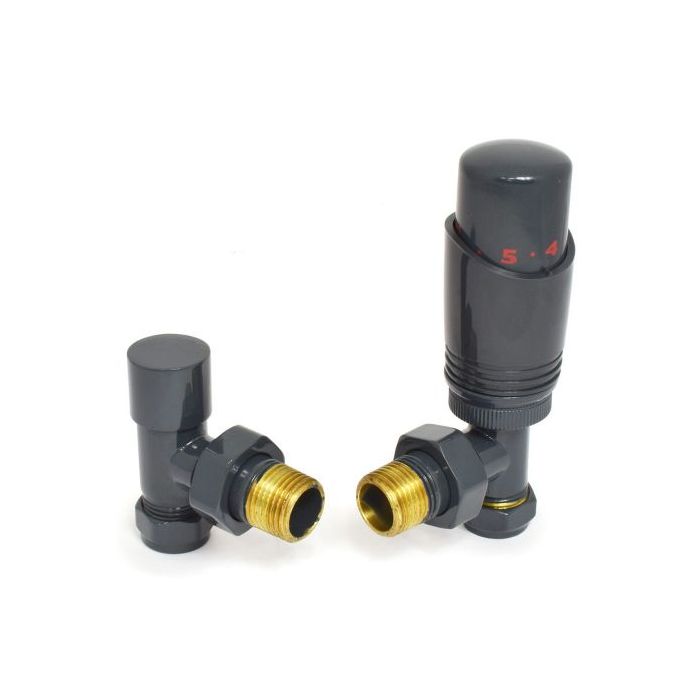 Eucotherm Deluxe TRV Valves Angled (Anthracite) - TRVAAN